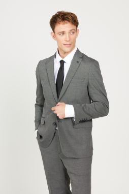 ALTINYILDIZ CLASSICS Men's Black-gray Regular Fit Relaxed Cut Mono Collar Patterned Suit