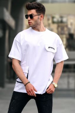 Madmext White Oversized T-Shirt with Pocket 5833