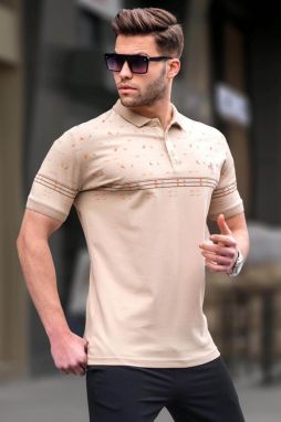 Madmext Beige Men's Polo Neck T-Shirt 6077