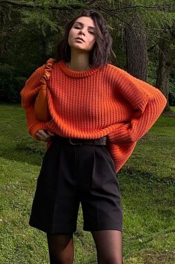 Madmext Orange Crew Neck Basic Sweater