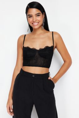 Trendyol Black Crop Knitted Corset Detailed Bustier