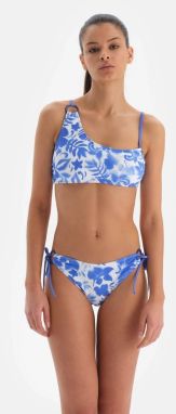 Dagi Blue - White Spaghetti Bikini Bottoms