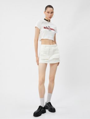 Koton Cargo Mini Shorts Skirt Pocket Cotton