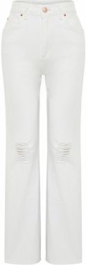 Trendyol White Ripped High Waist Wide Leg Jeans