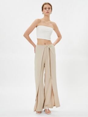 Koton Wide Leg Trousers Covered Lacing Detail Elastic Waist