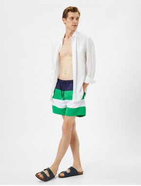 Koton Marine Shorts Color Block Laced Waist Pocket