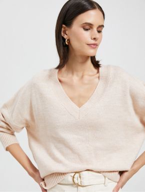 Koton Basic Pletený sveter s výstrihom do V Relax Fit