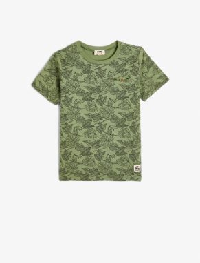 Koton T-Shirt Short Sleeve Crew Neck Leaf Printed Cotton