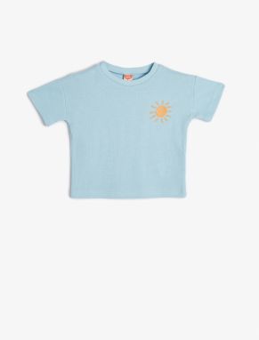 Koton Basic T-Shirt Short Sleeve Sun Embroidered Crew Neck Cotton