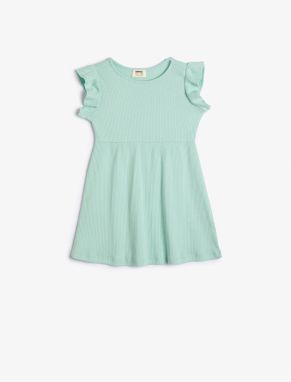 Koton Dress Mini Length Basic Sleeveless Round Neck With Ruffle Ribbed Cotton