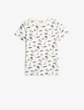 Koton T-Shirt Tropical Printed Short Sleeve Crew Neck Cotton