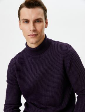 Koton Turtleneck Sweater Knitwear Slim Fit Textured Long Sleeve