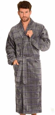 Bathrobe De Lafense 803 M-2XL men's grey-checkered 093