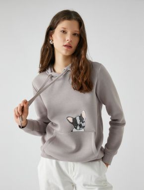 Koton Hooded Sweatshirt Dog Printed Kangaroo With Pocket