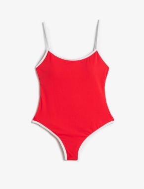 Koton Thin Straps Swimsuit with Piping Detailed Coated