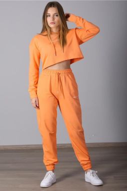 Madmext Mad Girls Women's Orange Hoodie and Tracksuit Set