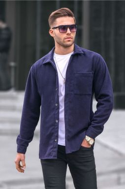 Madmext Navy Blue Regular Fit Lumberjack Shirt 5580