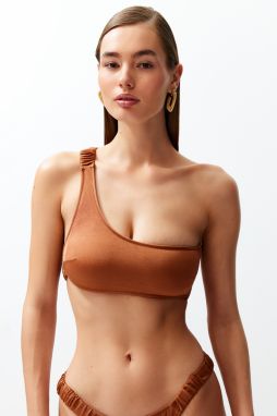 Trendyol Brown One-Shoulder Gathered Bikini Top