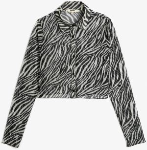 Koton Crop Shirt Zebra Patterned Buttoned Classic Collar