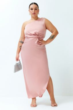 Trendyol Curve Pink Satin Woven Dress