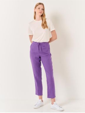 Jimmy Key Purple Normal Leg Normal Waist Weave Linen Trousers.