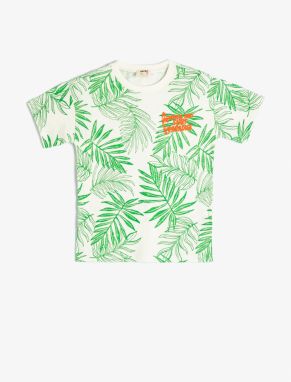 Koton T-Shirt Crew Neck Short Sleeve Tropical Printed Cotton