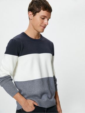 Koton Knitwear Sweater Crew Neck Color Block Long Sleeve