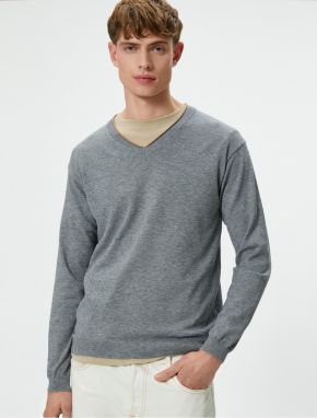 Koton V-Neck Sweater Knitwear Slim Fit Long Sleeve