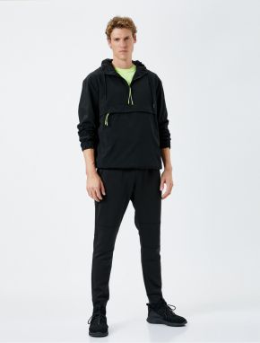 Koton Jogger Sweatpants Tie Waist Stitching Detail Zipper with Pocket.