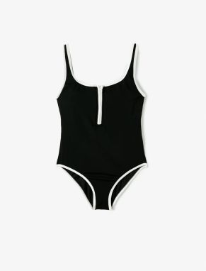 Koton Swimsuit Half Zippered Thick Strap Covered with Piping Detail