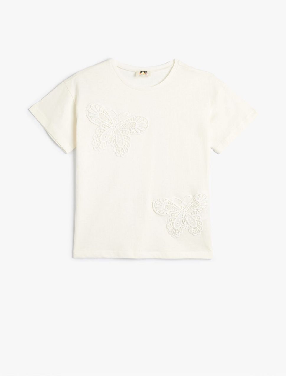 Koton T-Shirt Butterfly Appliqué Crew Neck Cotton