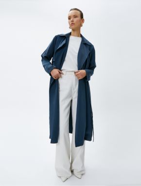 Koton Flowy Double Breasted Trench Coat with Belt
