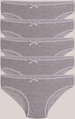 armonika Women's Gray Cotton Lycra Bikini Panties 5 Pack