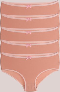 armonika Women's Powder Cotton Lycra High Waist Bato Briefs 5-Pack