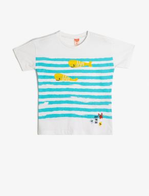 Koton T-Shirt Short Sleeve Crew Neck Fish Printed Cotton