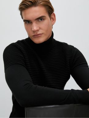 Koton Turtleneck Sweater Slim Fit Textured Long Sleeve