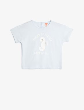 Koton T-Shirt Short Sleeve Crew Neck Sea Horse Printed Cotton