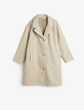 Koton Long Coat with Button Closure, Pocket Detailed