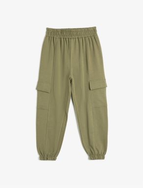 Koton Basic Cargo Jogger Sweatpants Raised Waist Tie Pocket Cotton