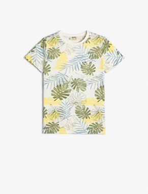 Koton T-Shirt Leaf Printed Short Sleeve Crew Neck Cotton