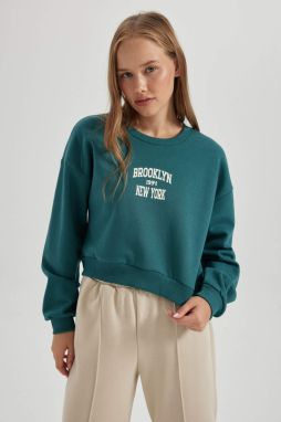 DEFACTO Oversize Fit Slogan Pattern Sweatshirt