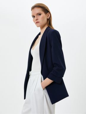 Koton Blazer Jacket Shawl Collar Draped Sleeve Covered Pocket