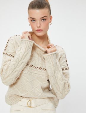 Koton Turtleneck Knitwear Sweater Diamond Patterned Soft Textured