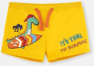 Dagi Boy Yellow Dinosaur Print Marine Shorts