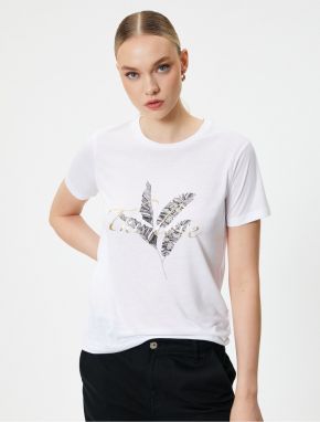 Koton Printed T-Shirt Crew Neck Short Sleeve Viscose Blended