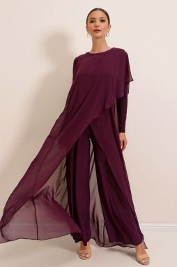 By Saygı Damson Long Sleeve Top Chiffon Lycra Jumpsuit