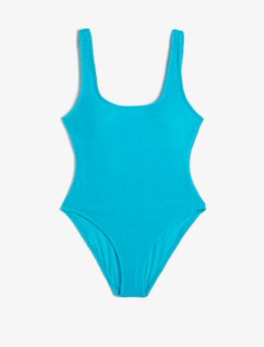 Koton Textured Swimsuit with U Collar Strap