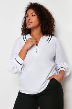 Trendyol Curve White Collar Detailed Woven Blouse