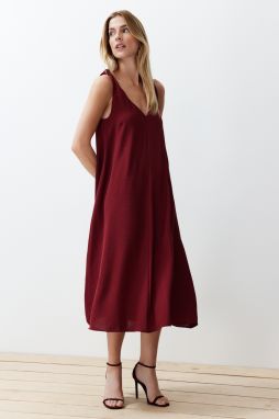 Trendyol Claret Red Comfortable Cut Midi Woven Dress