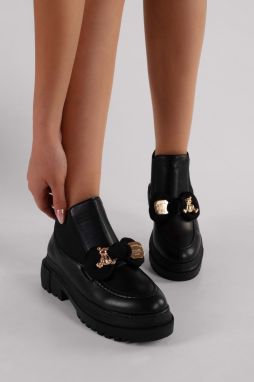 Shoeberry Women's Mottox Black Boot Loafer Black Skin
